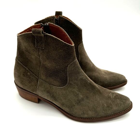Madewell 1937 Sage Pull On Zip Suede Leather Western Casual Bootie size 9 - Picture 1 of 7